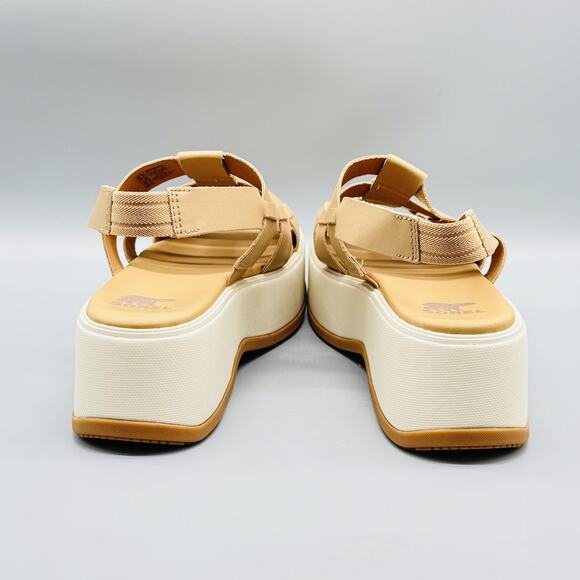 Sorel Sandals Womens 9.5 Beige Leather Dayspring Slingback Platform Wedge NEW - Picture 6 of 12